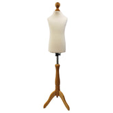 Children Kids Age 2-4 Tailors Dummy Mannequin, Cream Torso Bust with a Light Wood Tripod Stand