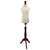 Children Kids Age 2-4 Tailors Dummy Mannequin, Cream Torso Bust with a Red Wood Tripod Stand