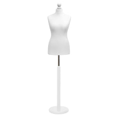 Display Guru Female Uk Size 18/20 Dressmakers Tailors Dummy Mannequin White Torso Bust with White Wood Round Base