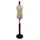 Children Kids Age 2-4 Years Tailors Dummy Mannequin, Cream Torso Bust with a Red Wood Round Base