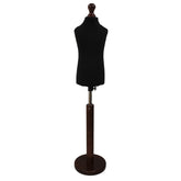 Children Kids Age 2-4 Years Tailors Dummy Mannequin, Black Torso Bust with a Dark Wood Round Base