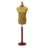 Display Guru Male Dressmakers Tailors Dummy Mannequin, Gold Torso Bust with Red Wood Round Base Stand