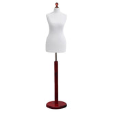 Display Guru Female Uk Size 12/14 Dressmakers Tailors Dummy Mannequin , White Torso Bust with Red Wood Round Base