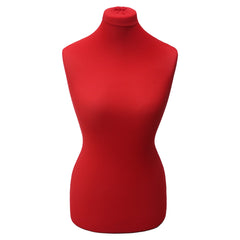 Display Guru Female Uk Size 6/8 Dressmakers Tailors Dummy Mannequin , Red Torso Bust with Dark Wood Round Base