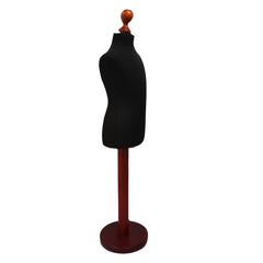 Children Kids Age 2-4 Years Tailors Dummy Mannequin, Black Torso Bust with a Red Wood Round Base