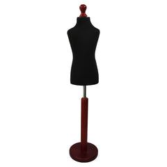 Children Kids Age 6-8 Years Tailors Dummy Mannequin, Black Torso Bust with a Red Wood Round Base