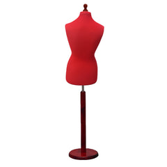 Display Guru Female Uk Size 12/14 Dressmakers Tailors Dummy Mannequin , Red Torso Bust with Red Wood Round Base