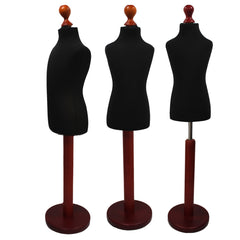 Children Kids Age 5-6 Years Tailors Dummy Mannequin, Black Torso Bust with a Red Wood Round Base