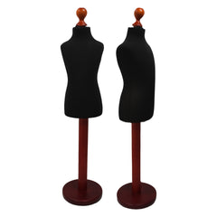 Children Kids Age 2-4 Years Tailors Dummy Mannequin, Black Torso Bust with a Red Wood Round Base