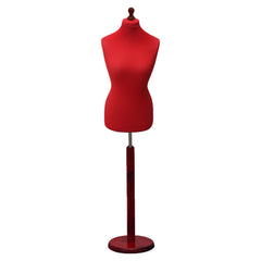 Display Guru Female Uk Size 12/14 Dressmakers Tailors Dummy Mannequin , Red Torso Bust with Red Wood Round Base