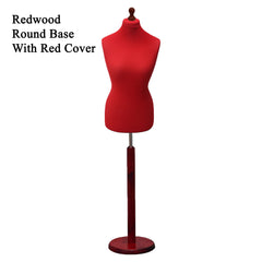 Display Guru Female Uk Size 10/12 Dressmakers Tailors Dummy Mannequin , Red Torso Bust with Red Wood Round Base