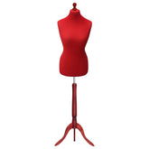 Display Guru Female Uk Size 16/18 Dressmakers Tailors Dummy Mannequin, Red Torso Bust With Red Wood Tripod Stand