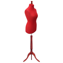 Display Guru Female Uk Size 10/12 Dressmakers Tailors Dummy Mannequin, Red Torso Bust With Red wood Tripod Stand