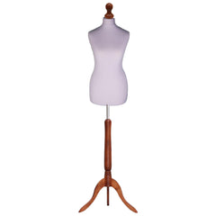 Display Guru Female Uk Size 8/10 Dressmakers Tailors Dummy Mannequin, Silver Torso Bust With Dark Wood Tripod Stand