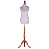 Display Guru Female Uk Size 10/12 Dressmakers Tailors Dummy Mannequin, Silver Torso Bust With Dark wood Tripod Stand