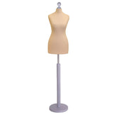 Display Guru Female Uk Size 12/14 Dressmakers Tailors Dummy Mannequin , Cream Torso Bust with Silver Wood Round Base