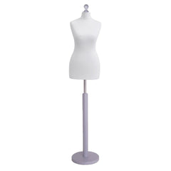 Display Guru Female Uk Size 8/10 Dressmakers Tailors Dummy Mannequin , White Torso Bust with Silver Wood Round Base