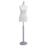 Display Guru Female Uk Size 12/14 Dressmakers Tailors Dummy Mannequin , White Torso Bust with Silver Wood Round Base