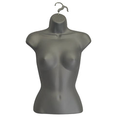 Display Guru Half Body Form 3 Quarter Silver Female Hanging Mannequin for Shop Bust Display