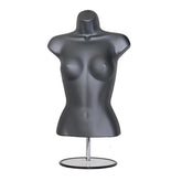 Display Guru Half Body Form 3 Quarter Silver Female Hanging Mannequin With Adjustable Stand for Shop Bust Display