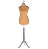 Display Guru Female Uk Size 18/20 Dressmakers Tailors Dummy Mannequin, Gold Torso Bust With Silver Wood Tripod Stand