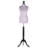 Display Guru Female Uk Size 18/20 Dressmakers Tailors Dummy Mannequin, Silver Torso Bust With Black Wood Tripod Stand