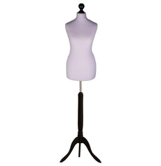 Display Guru Female Uk Size 18/20 Dressmakers Tailors Dummy Mannequin, Silver Torso Bust With Black Wood Tripod Stand