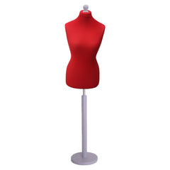 Display Guru Female Uk Size 18/20 Dressmakers Tailors Dummy Mannequin Red Torso Bust with Silver Wood Round Base