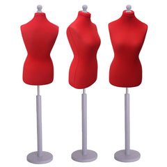 Display Guru Female Uk Size 10/12 Dressmakers Tailors Dummy Mannequin , Red Torso Bust with Silver Wood Round Base