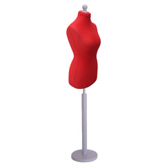 Display Guru Female Uk Size 18/20 Dressmakers Tailors Dummy Mannequin Red Torso Bust with Silver Wood Round Base