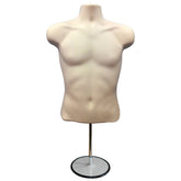 Display Guru Half Body Form 3 Quarter Light Skin Male Hanging Mannequin Adjustable Stand for Shop Bust Display
