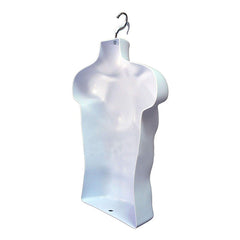 Display Guru Half Body Form 3 Quarter White Male Hanging Mannequin Shop Bust Display