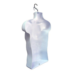 Display Guru Half Body Form 3 Quarter White Male Hanging Mannequin Shop Bust Display