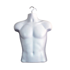 Display Guru Half Body Form 3 Quarter White Male Hanging Mannequin With Adjustable Stand for Shop Bust Display
