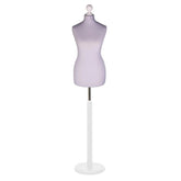 Display Guru Female Uk Size 8/10 Dressmakers Tailors Dummy Mannequin , Silver Torso Bust with White Wood Round Base
