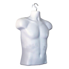 Display Guru Half Body Form 3 Quarter White Male Hanging Mannequin With Adjustable Stand for Shop Bust Display