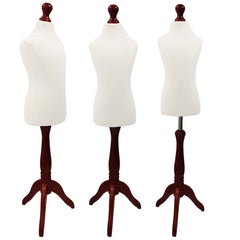 Children Kids Age 5-6 Years Tailors Dummy Mannequin, White Torso Bust with a Red Wood Tripod Stand