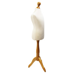 Children Kids Age 5-6 Years Tailors Dummy Mannequin, White Torso Bust with a Light Wood Tripod Stand