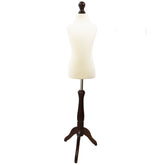 Children Kids Age 5-6 Years Tailors Dummy Mannequin, White Torso Bust with a Dark Wood Tripod Stand
