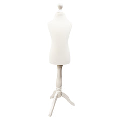Children Kids Age 6-8 Years Tailors Dummy Mannequin, White Torso Bust with a white Wood Tripod Stand