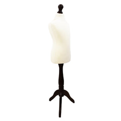 Children Kids Age 5-6 Years Tailors Dummy Mannequin, White Torso Bust with a Black Wood Tripod Stand