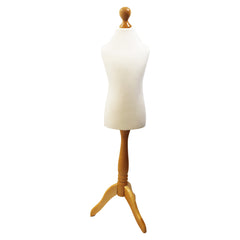 Children Kids Age 5-6 Years Tailors Dummy Mannequin, White Torso Bust with a Light Wood Tripod Stand