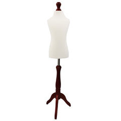 Children Kids Age 5-6 Years Tailors Dummy Mannequin, White Torso Bust with a Red Wood Tripod Stand