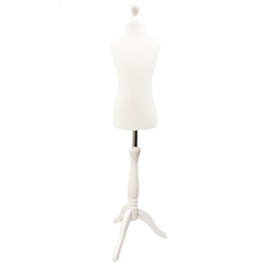 Children Kids Age 5-6 Years Tailors Dummy Mannequin, White Torso Bust with a White Wood Tripod Stand