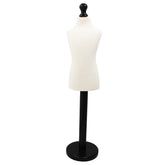 Children Kids Age 2-4 Years Tailors Dummy Mannequin, White Torso Bust with a Black Wood Round Base
