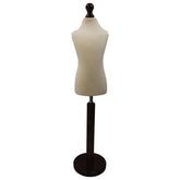 Children Kids Age 6-8 Years Tailors Dummy Mannequin, Cream Torso Bust with a Black Wood Round Base