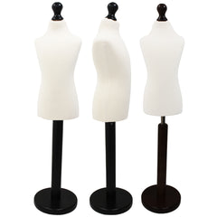 Children Kids Age 5-6 Years Tailors Dummy Mannequin, White Torso Bust with a Black Wood Round Base