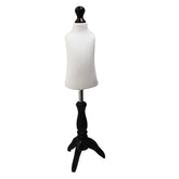 Children Kids Age 1 Year Tailors Dummy Mannequin, White Torso Bust with a Black Wood Tripod Stand