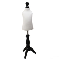 Children Kids Age 1 Year Tailors Dummy Mannequin, White Torso Bust with a Black Wood Tripod Stand