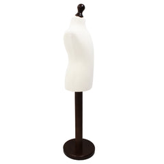 Children Kids Age 6-8 Years Tailors Dummy Mannequin, White Torso Bust with a Dark Wood Round Base